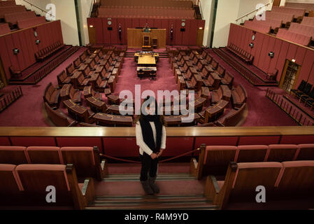 7 Luglio 2017 - Canberra Australia: all'interno della camera del Senato della Casa del Parlamento Foto Stock