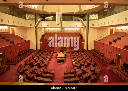 7 Luglio 2017 - Canberra Australia: all'interno della camera del Senato della Casa del Parlamento Foto Stock