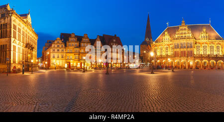 Brema antica piazza del mercato di Brema, Germania Foto Stock