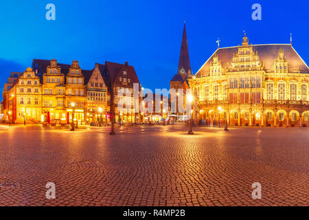 Brema antica piazza del mercato di Brema, Germania Foto Stock