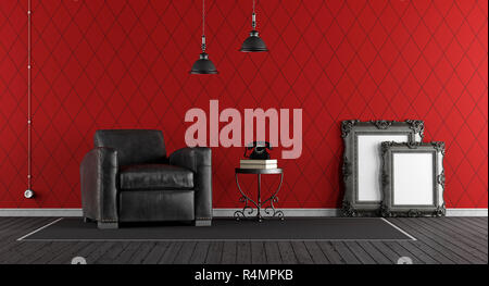 Nero e rosso classico soggiorno Foto Stock