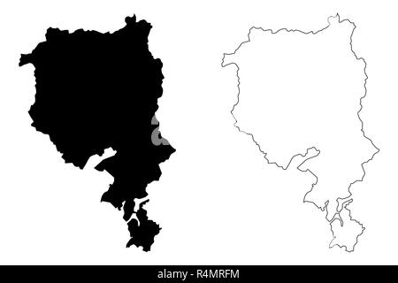 Ticino (Cantoni della Svizzera, cantoni e Confederazione svizzera) mappa illustrazione vettoriale, scribble schizzo Repubblica e Cantone Ticino mappa Illustrazione Vettoriale