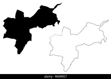 Basilea città (Cantoni della Svizzera, cantoni e Confederazione svizzera) mappa illustrazione vettoriale, scribble disegna il Cantone di Basilea Città Mappa Illustrazione Vettoriale