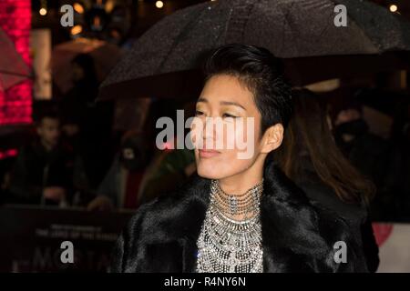 Londra, Regno Unito. 27 Novembre, 2018. Jihae assiste motori mortale - Premiere mondiale. Londra, Regno Unito. 27/11/2018 | Utilizzo di credito in tutto il mondo: dpa picture alliance/Alamy Live News Foto Stock