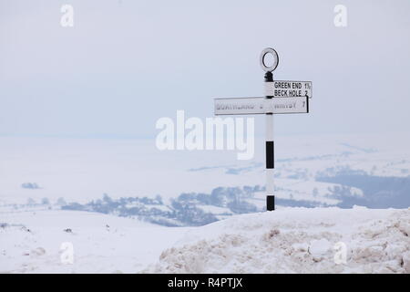 Un tradizionale UK cartello stradale per gli automobilisti in visita il North Yorkshire Moors sulla A169 tra Goathland, Pickering & Whitby Foto Stock