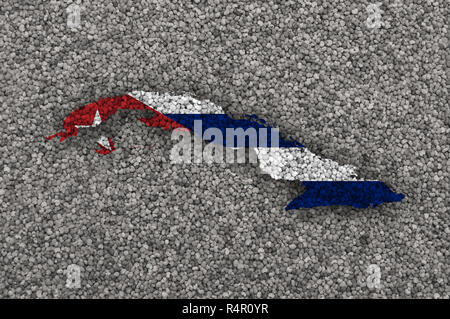 Mappa e i banner di cuba con il papavero Foto Stock