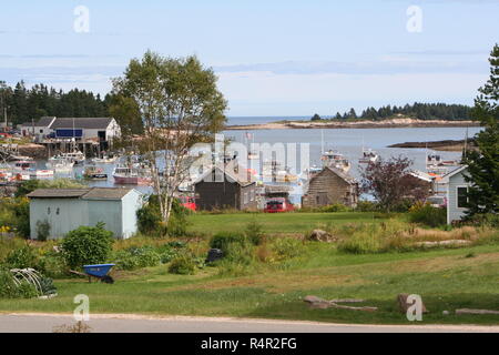 La Nuova Inghilterra Harbor nel Maine lobster village Foto Stock