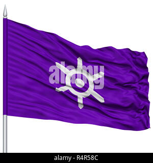 Tokyo Città Capitale bandiera sul pennone, volare nel vento, isolato su sfondo bianco Foto Stock