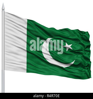 Il Pakistan bandiera sul pennone Foto Stock