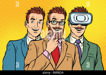 Banda retrò trendy uomini d'affari, occhiali VR Foto Stock