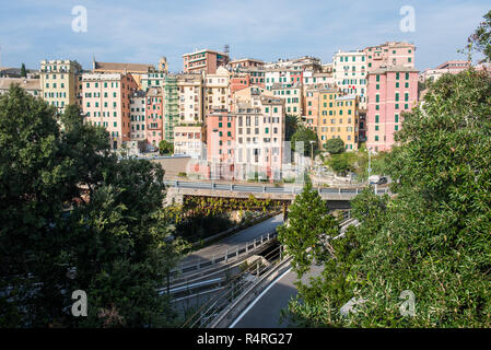 Viste della città di Genova, Italia, Trabel Europa, Foto Stock