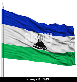 Il Lesotho bandiera sul pennone Foto Stock