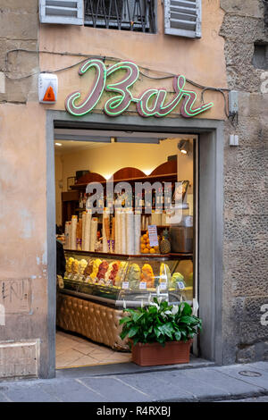 Gelateria in bar, Firenze, Italia. Foto Stock