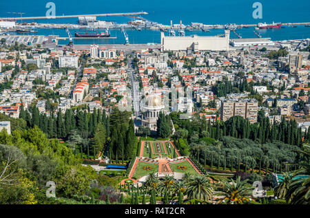 Giardini Bahai di Haifa, Israele Foto Stock