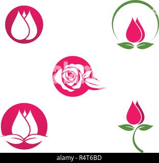 Fiori di Rose modello Logo icona vettore illustrazione Illustrazione Vettoriale