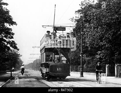 Tram, Lytham St Annes all'inizio degli anni '1900 Foto Stock