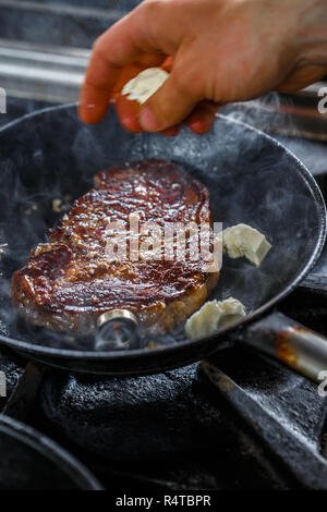 La carne di maiale bistecca Foto Stock