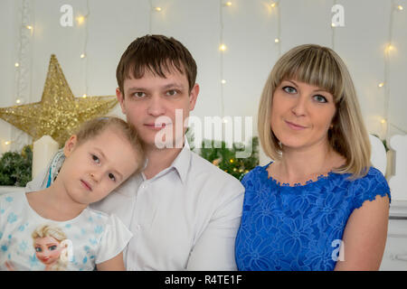 Papa mamma e figlia Foto Stock