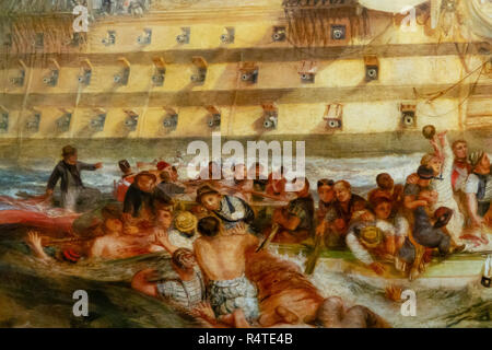 La Battaglia di Trafalgar, 21 ottobre 1805, dettaglio, JMW Turner, 1822, Foto Stock