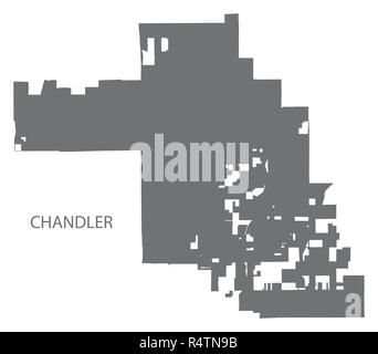 Chandler Arizona mappa della città grigio silhouette di illustrazione Illustrazione Vettoriale