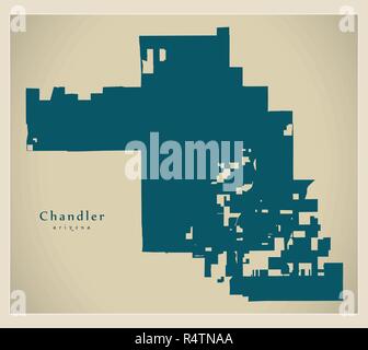 Città moderna mappa - Chandler Arizona città degli STATI UNITI D'AMERICA Illustrazione Vettoriale