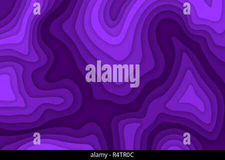 Papercut multi strati 3D Color texture di sfondo vettoriale. Topografia astratta concept design o il liquido che scorre illustrazione per web template. Illustrazione Vettoriale