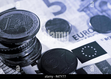 Dettaglio della valuta Euro sulla scrivania Foto Stock