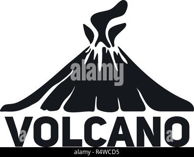 Vulcano logo di montagna. Semplice illustrazione del vulcano Monte logo vettoriali per il web design isolato su sfondo bianco Illustrazione Vettoriale