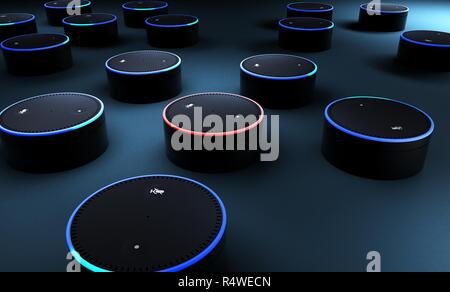 3D rendering di Amazon eco sistema di riconoscimento vocale Foto Stock