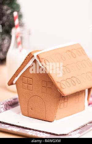 Close up Gingerbread case a kids craft festa di Natale. Foto Stock