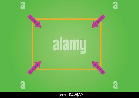 Business Design Concept modello vuoto spazio copia testo per sito di annunci isolati. Profilo quadrato con angolo le frecce rivolte verso l'interno sul colore di sfondo Illustrazione Vettoriale