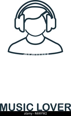 Amante della musica icona creativi. Elemento di semplice illustrazione. Amanti della musica concept design di simbolo dai pulsanti audio collezione. Perfetto per web design, applicazioni software, stampa. Illustrazione Vettoriale