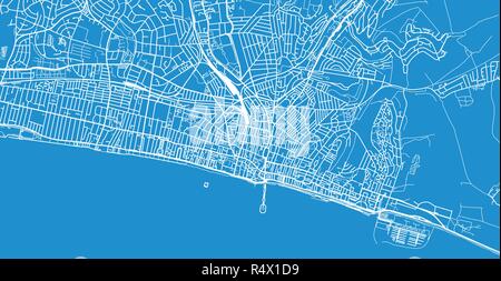 Vettore urbano mappa della città di Bright, Inghilterra Illustrazione Vettoriale