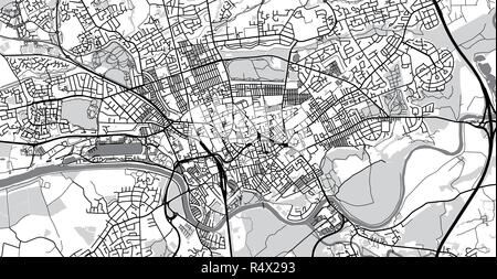 Vettore urbano mappa della città di Preston, Inghilterra Illustrazione Vettoriale