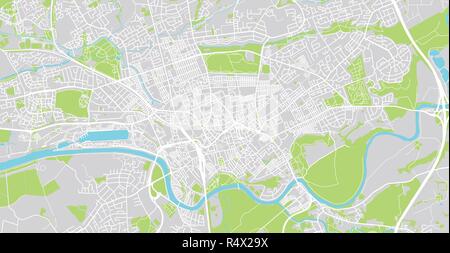 Vettore urbano mappa della città di Preston, Inghilterra Illustrazione Vettoriale