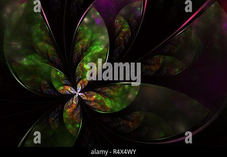 Di straordinaria bellezza multi-colore di vetrate butterfly. Abstract fractal forme simmetriche, logaritmo digitale per grafica creativa, invito Foto Stock
