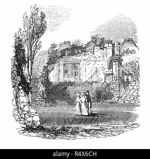 Carisbrooke Castle è una storica motte-e-bailey castello situato nel villaggio di Carisbrooke (vicino a Newport), Isola di Wight in Inghilterra. Il mastio è stato aggiunto al castello nel regno di Enrico I, ed era circondato da fortificazioni aggiuntive sotto il regno di Elisabetta I, quando la Armada spagnola era atteso nel 1583. Miglioramenti sostanziali per la difesa sono stati effettuati nel 1600. Charles ho qui venne imprigionato per quattordici mesi prima della sua esecuzione nel 1649, l'illustrazione mostra la finestra dalla quale egli ha cercato di fuggire. Foto Stock