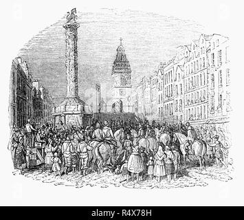 L'esecuzione di Archibald Campbell, 9° Conte di Argyll (1629-1685), Scottish peer e soldato, al mercato Cross di Edimburgo. Capo del Clan Campbell, una figura di spicco nella politica scozzese e un realista sostenitore, cadde sotto sospetto a causa dei suoi ereditari poteri giudiziari nelle Highlands e le sue forti convinzioni presbiteriana. Condannato a morte nel 168, è sfuggito a. In seguito all' adesione di Charles' fratello al trono come Giacomo II nel 1685, Argyll ritornato in Scozia nel tentativo di deporre James, ma il suo aumento non riuscita fu catturato e decapitato. Foto Stock