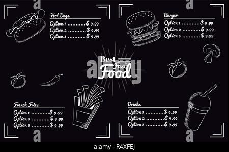 Menu fast food Illustrazione Vettoriale