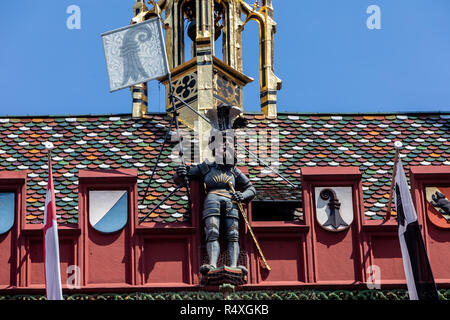 Basel, Svizzera - 1 Agosto 2018: Dettaglio di Basilea città rossa Hall in Svizzera Foto Stock