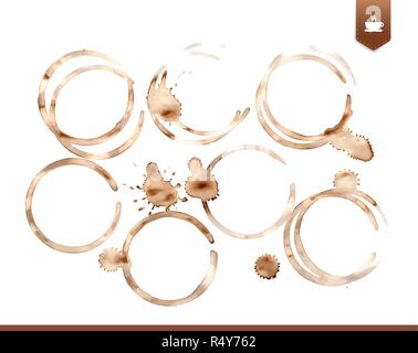 Set di realistiche macchie di caffè Illustrazione Vettoriale