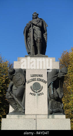 Il Duca di Vytautas il grande statua in Kaunas Lituania Europa Foto Stock