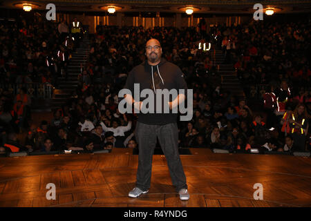 James Monroe Iglehart durante la Fondazione Rockefeller e il Gilder Lehrman Institute of American History sponsorizzato studente di scuola superiore #eduHam matinée prestazioni di 'Hamilton' Q & A al Richard Rodgers Theatre nel novembre 28, 2018 a New York City. Credito: Walter McBrde/MediaPunch Foto Stock