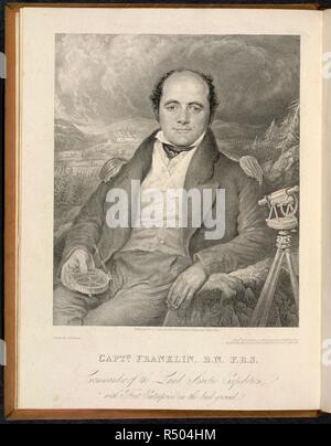 Capitano Franklin. La narrazione di un viaggio verso le rive del polare. J. Murray: Londra, 1823. Sir John Franklin (1786-1847). Ritratto. Esploratore inglese. Comandante della Terra La Spedizione Artica. Immagine presa dal racconto di un viaggio alle rive del mare polare, negli anni 1819, 20, 21 e 22 con un appendice su vari argomenti relativi alla scienza e storia naturale. Originariamente pubblicato/prodotto in J. Murray: Londra, 1823. . Fonte: G.7397, frontespizio. Lingua: Inglese. Autore: Franklin, SIR JOHN. Lewis, G. R. Foto Stock