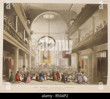 La Chiesa Cattolica Romana Cappella, (Lincolns Inn campi). Il microcosmo di Londra. R. Ackermann: Londra, 1808 - 1811. Fonte: 190.e.1, la piastra 16. Lingua: Inglese. Foto Stock