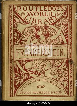 Illustrate il coperchio anteriore del romanzo di Mary Shelley. Frankenstein o il moderno Prometeo. George Routledge & Sons. Routledge mondo della libreria. no. 25. 1886. Fonte: 12207.ee.47 del coperchio anteriore. Autore: SHELLEY Mary Wollstonecraft. Foto Stock