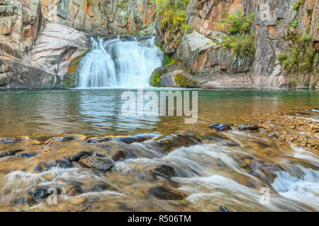 Cascata lungo tenderfoot creek nel piccolo belt le montagne vicino al bianco delle molle di zolfo, montana Foto Stock