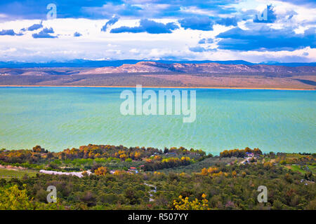 Lago di Vran e paesaggio vista aerea Foto Stock