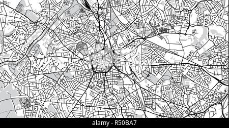 Vettore urbano mappa della città di Wolverhampton, Inghilterra Illustrazione Vettoriale