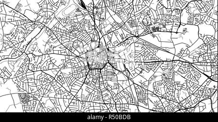 Vettore urbano mappa della città di Wolverhampton, Inghilterra Illustrazione Vettoriale